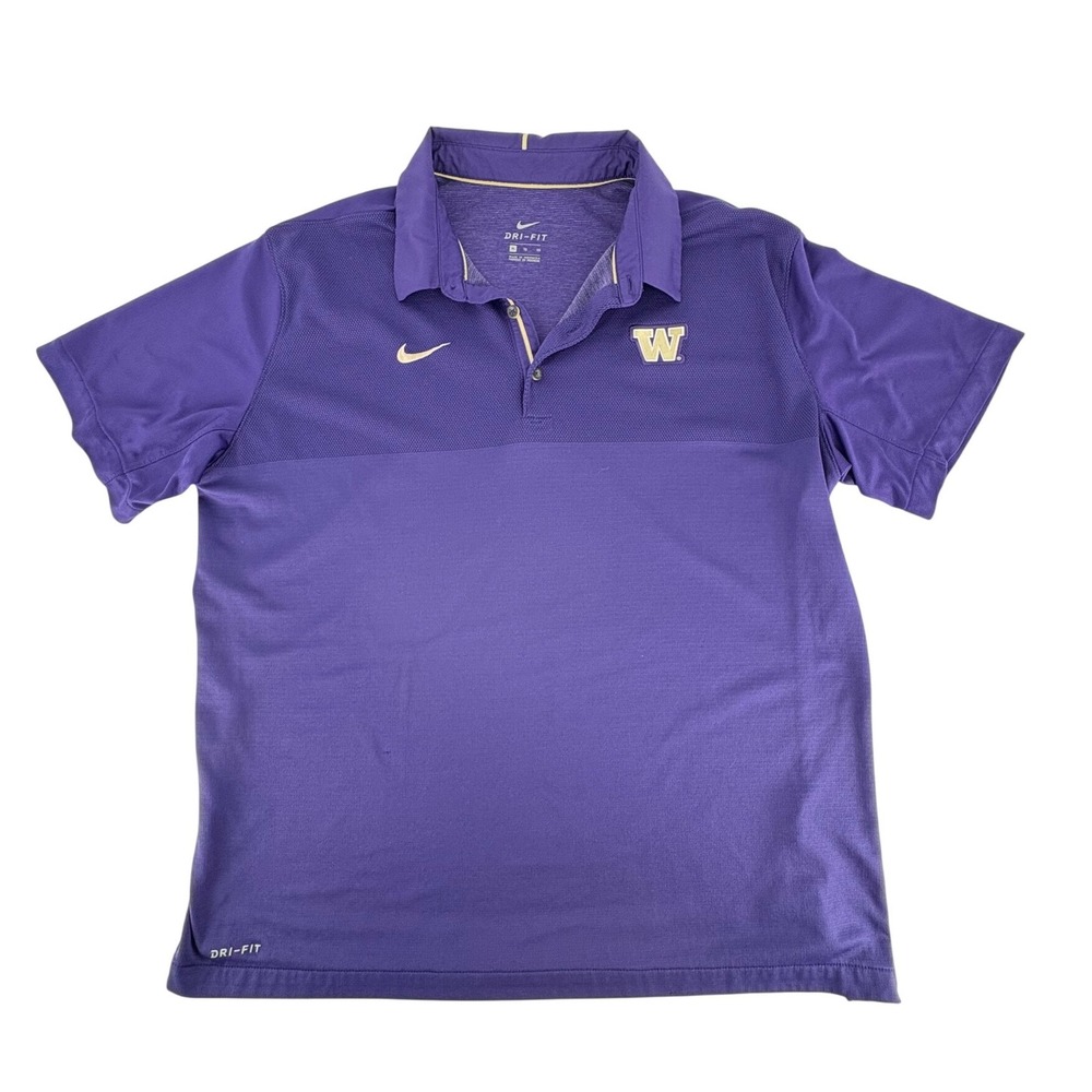 Nike Dri Fit Washington Huskies Purple Polo Shirt‎ Men's XL READ